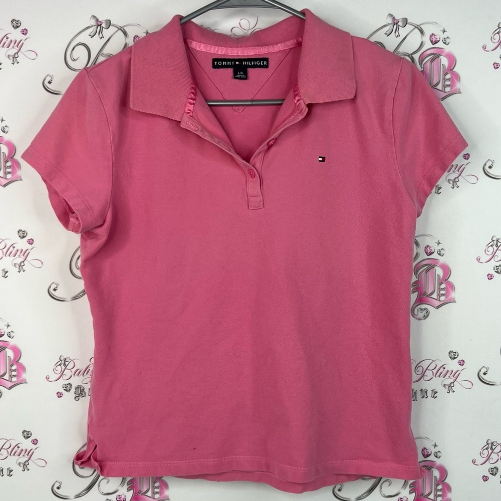 Tommy Hilfiger collar shirt tee tshirt Classic Pink Short Sleeve Polo